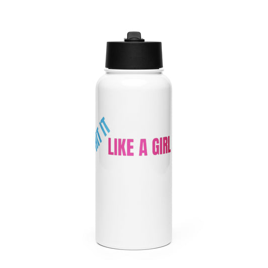 Leak-proof athletic water bottle with motivational 'Hit It Like a Girl' branding—designed for hydration and performance-driven women.